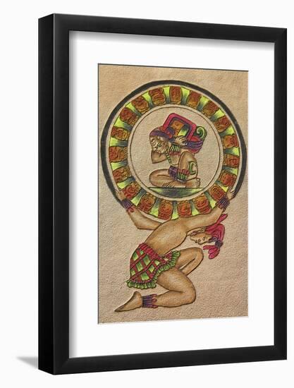 Maya Painting on Leather, Chichen Itza Archaeological Site, Chichen Itza, Yucatan State, Mexico-Melvyn Longhurst-Framed Photographic Print