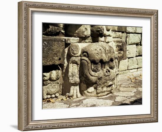 Mayan Carved Stone Skull on Top of East Court, Dating from 8th Century, Copan, Honduras-Christopher Rennie-Framed Photographic Print