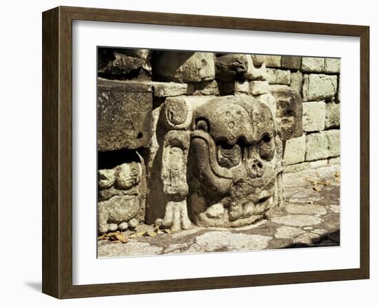 Mayan Carved Stone Skull on Top of East Court, Dating from 8th Century, Copan, Honduras-Christopher Rennie-Framed Photographic Print