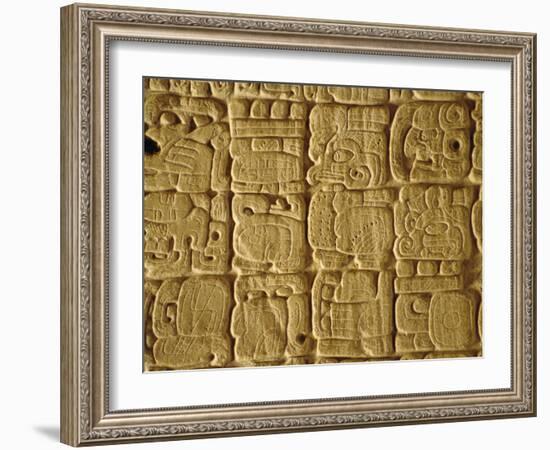 Mayan Carvings on Stela, Tikal, Guatemala, Central America-Upperhall Ltd-Framed Photographic Print