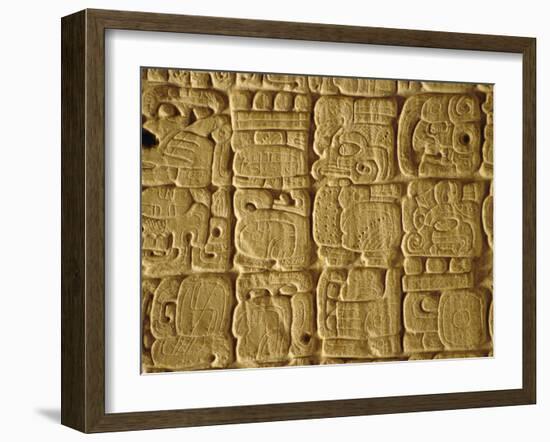 Mayan Carvings on Stela, Tikal, Guatemala, Central America-Upperhall Ltd-Framed Photographic Print
