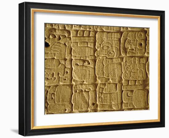 Mayan Carvings on Stela, Tikal, Guatemala, Central America-Upperhall Ltd-Framed Photographic Print