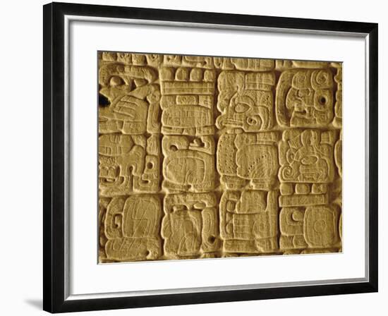 Mayan Carvings on Stela, Tikal, Guatemala, Central America-Upperhall Ltd-Framed Photographic Print