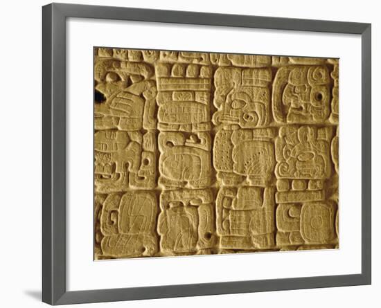 Mayan Carvings on Stela, Tikal, Guatemala, Central America-Upperhall Ltd-Framed Photographic Print