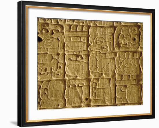 Mayan Carvings on Stela, Tikal, Guatemala, Central America-Upperhall Ltd-Framed Photographic Print