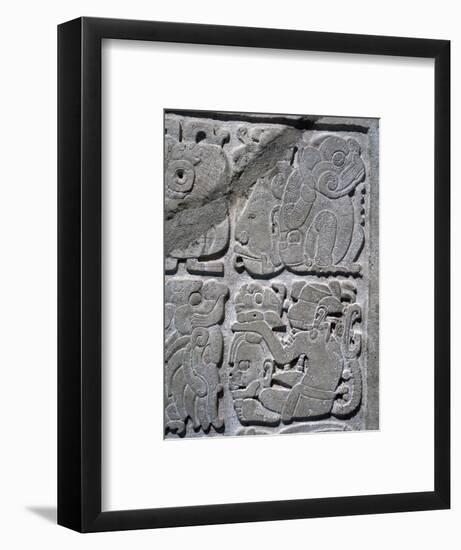 Mayan lintel with glyphs carved in relief to represent a single date, Yaxchilan, Mexico, 526-Werner Forman-Framed Giclee Print