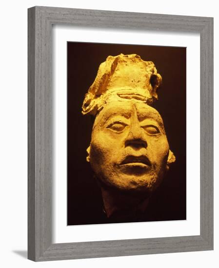 Mayan Plaster Mask, Palenque Ruins Museum, Chiapas, Mexico-Charles Crust-Framed Photographic Print
