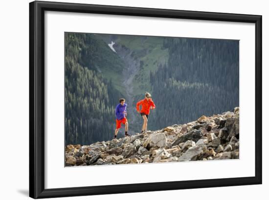 Mayan Smith-Gobat & Ben Rueck Go For High Elevation Trail Run, Backcountry Of Above Marble, CO-Dan Holz-Framed Photographic Print