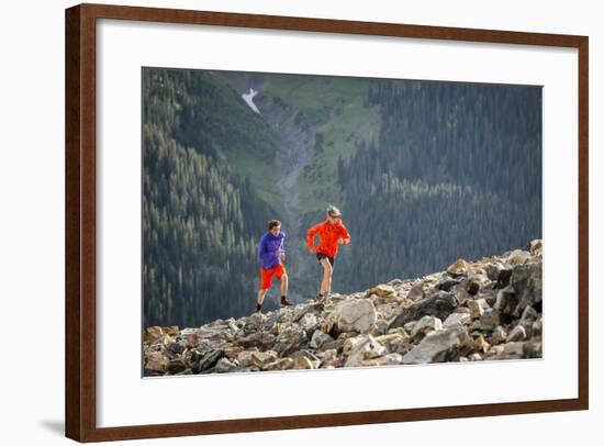 Mayan Smith-Gobat & Ben Rueck Go For High Elevation Trail Run, Backcountry Of Above Marble, CO-Dan Holz-Framed Photographic Print