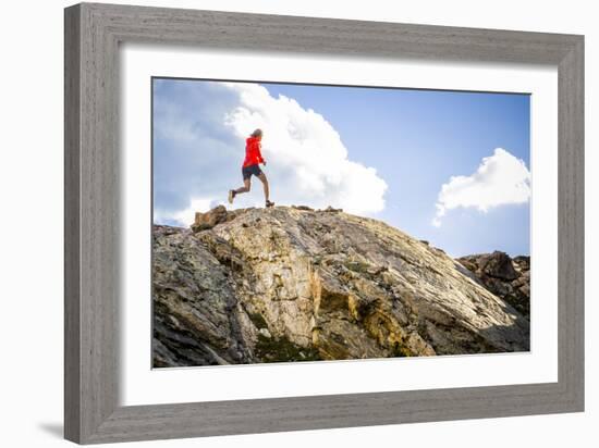 Mayan Smith-Gobat & Ben Rueck Go For High Elevation Trail Run, Backcountry Of Above Marble, CO-Dan Holz-Framed Photographic Print