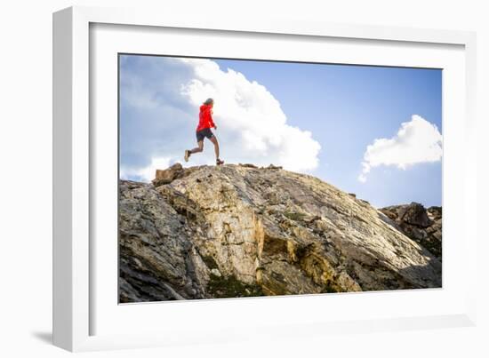 Mayan Smith-Gobat & Ben Rueck Go For High Elevation Trail Run, Backcountry Of Above Marble, CO-Dan Holz-Framed Photographic Print