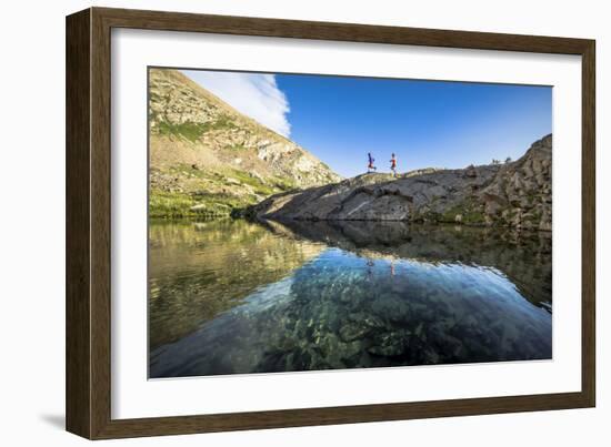 Mayan Smith-Gobat & Ben Rueck Go For High Elevation Trail Run, Backcountry Of Above Marble, CO-Dan Holz-Framed Photographic Print