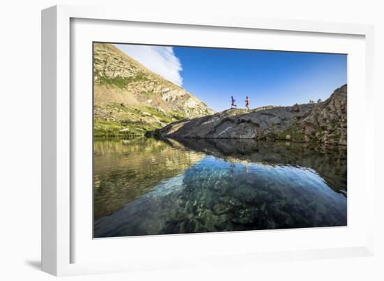 Mayan Smith-Gobat & Ben Rueck Go For High Elevation Trail Run, Backcountry Of Above Marble, CO-Dan Holz-Framed Photographic Print