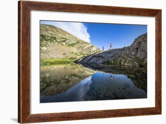 Mayan Smith-Gobat & Ben Rueck Go For High Elevation Trail Run, Backcountry Of Above Marble, CO-Dan Holz-Framed Photographic Print