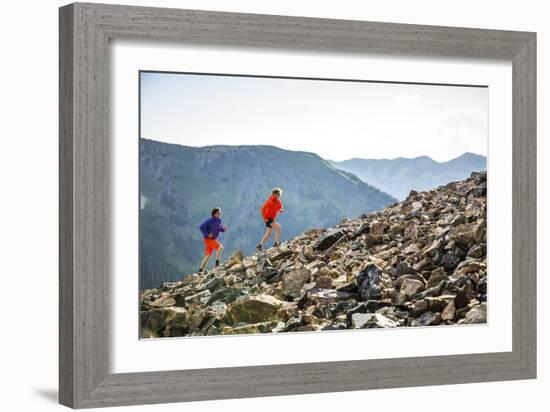 Mayan Smith-Gobat & Ben Rueck Go For High Elevation Trail Run, Backcountry Of Above Marble, CO-Dan Holz-Framed Photographic Print