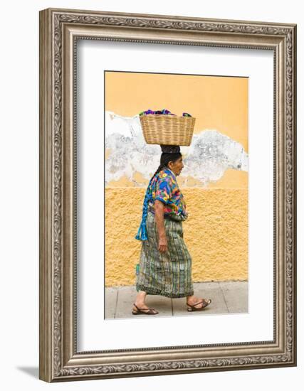 Mayan Woman in Traditional Huipiles (Blouse) and Corte (Skirt), Antigua, Guatemala-Michael DeFreitas-Framed Photographic Print