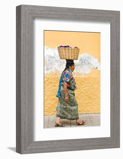 Mayan Woman in Traditional Huipiles (Blouse) and Corte (Skirt), Antigua, Guatemala-Michael DeFreitas-Framed Photographic Print