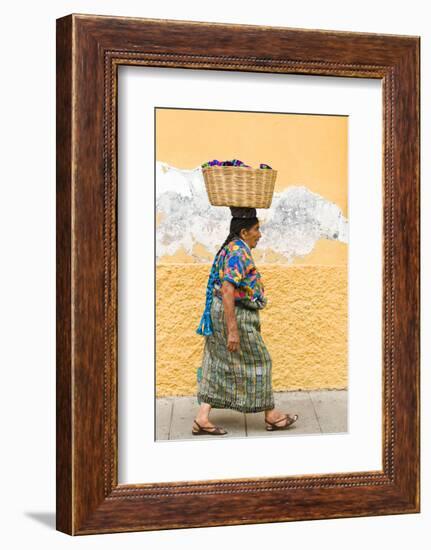 Mayan Woman in Traditional Huipiles (Blouse) and Corte (Skirt), Antigua, Guatemala-Michael DeFreitas-Framed Photographic Print