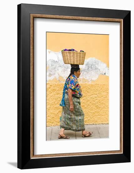 Mayan Woman in Traditional Huipiles (Blouse) and Corte (Skirt), Antigua, Guatemala-Michael DeFreitas-Framed Photographic Print