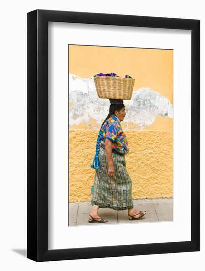 Mayan Woman in Traditional Huipiles (Blouse) and Corte (Skirt), Antigua, Guatemala-Michael DeFreitas-Framed Photographic Print