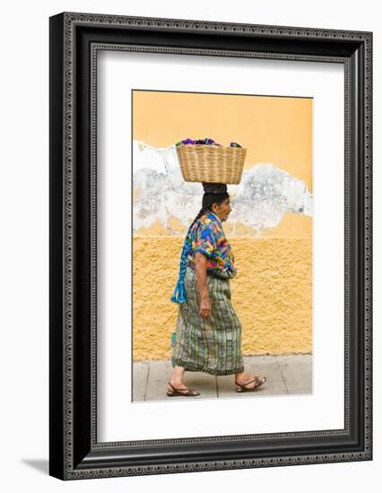 Mayan Woman in Traditional Huipiles (Blouse) and Corte (Skirt), Antigua, Guatemala-Michael DeFreitas-Framed Photographic Print