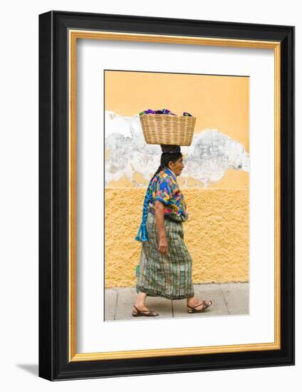 Mayan Woman in Traditional Huipiles (Blouse) and Corte (Skirt), Antigua, Guatemala-Michael DeFreitas-Framed Photographic Print