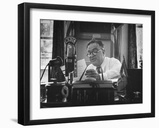 Mayor Fiorello LaGuardia Speaking on the Radio-William C^ Shrout-Framed Photographic Print