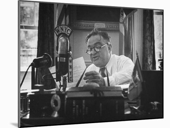 Mayor Fiorello LaGuardia Speaking on the Radio-William C^ Shrout-Mounted Photographic Print