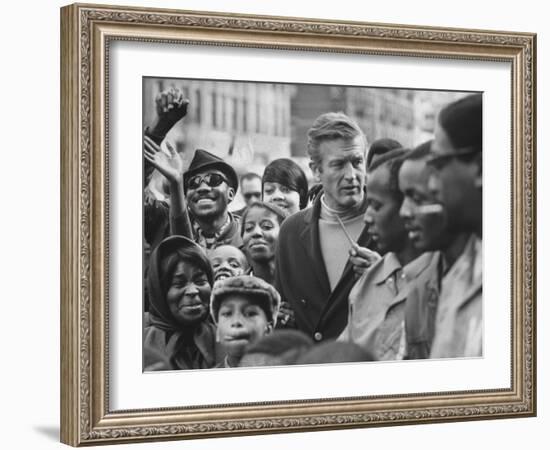 Mayor John Lindsay Touring the City and Talking to Residents-John Dominis-Framed Photographic Print