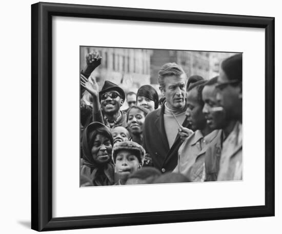Mayor John Lindsay Touring the City and Talking to Residents-John Dominis-Framed Photographic Print