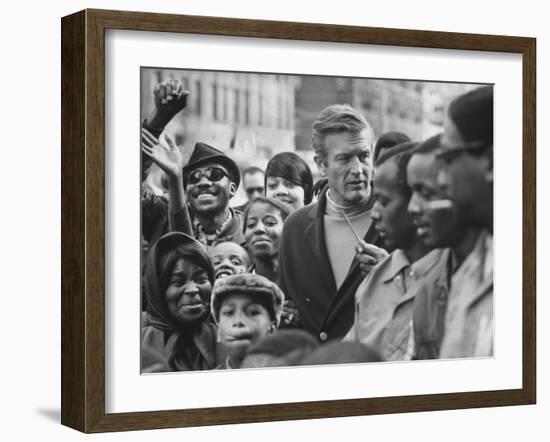 Mayor John Lindsay Touring the City and Talking to Residents-John Dominis-Framed Photographic Print