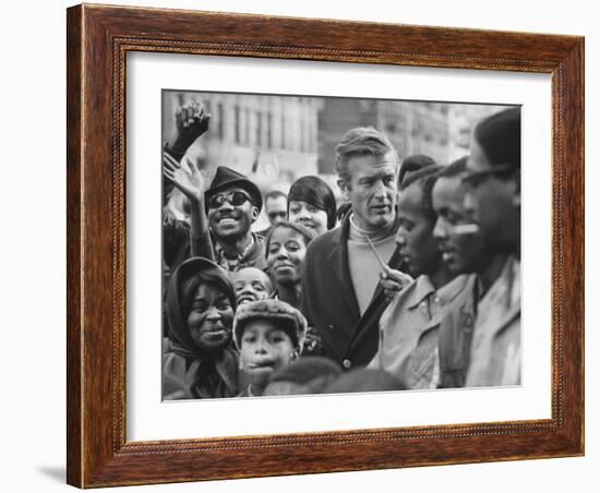 Mayor John Lindsay Touring the City and Talking to Residents-John Dominis-Framed Photographic Print