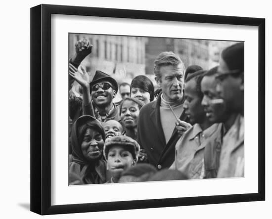 Mayor John Lindsay Touring the City and Talking to Residents-John Dominis-Framed Photographic Print