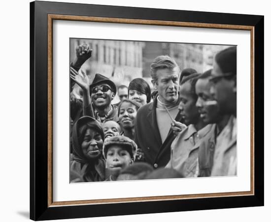 Mayor John Lindsay Touring the City and Talking to Residents-John Dominis-Framed Photographic Print