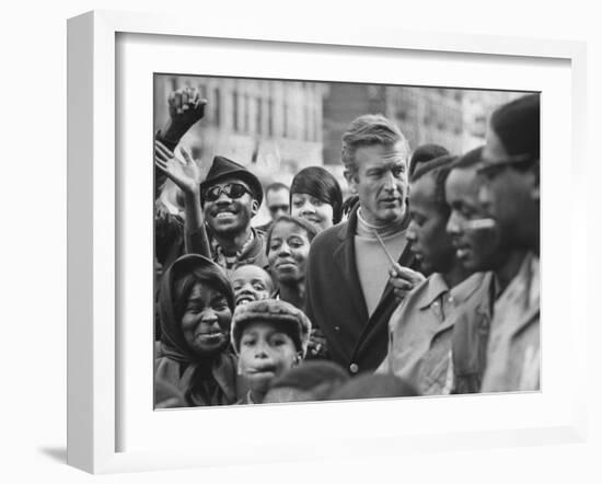 Mayor John Lindsay Touring the City and Talking to Residents-John Dominis-Framed Photographic Print