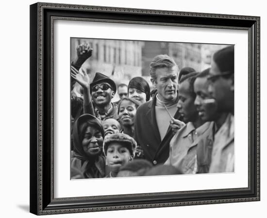 Mayor John Lindsay Touring the City and Talking to Residents-John Dominis-Framed Photographic Print