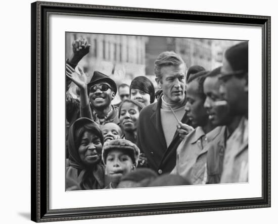 Mayor John Lindsay Touring the City and Talking to Residents-John Dominis-Framed Photographic Print