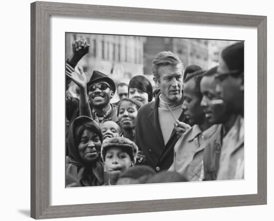 Mayor John Lindsay Touring the City and Talking to Residents-John Dominis-Framed Photographic Print