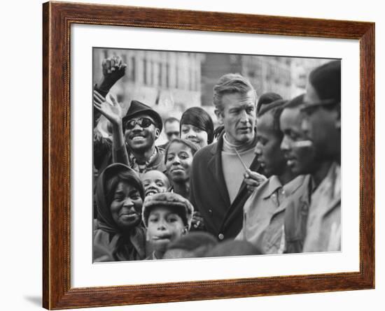 Mayor John Lindsay Touring the City and Talking to Residents-John Dominis-Framed Photographic Print