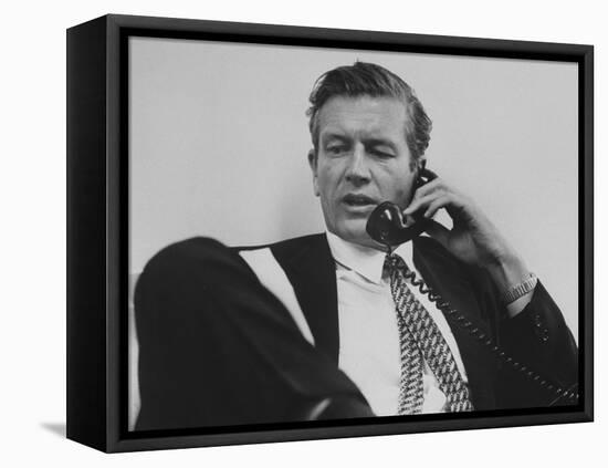 Mayor John V. Lindsay Talking on the Telephone in His Office-John Dominis-Framed Premier Image Canvas