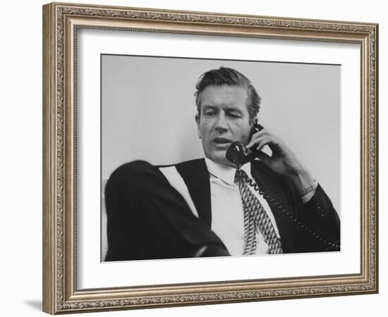 Mayor John V. Lindsay Talking on the Telephone in His Office-John Dominis-Framed Photographic Print