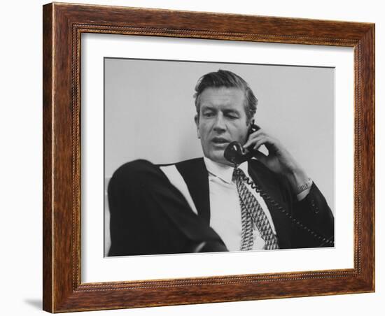Mayor John V. Lindsay Talking on the Telephone in His Office-John Dominis-Framed Photographic Print