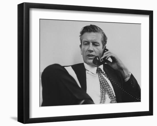 Mayor John V. Lindsay Talking on the Telephone in His Office-John Dominis-Framed Photographic Print