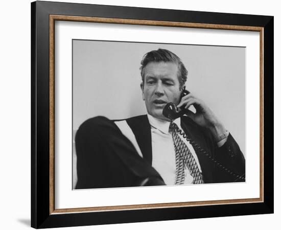 Mayor John V. Lindsay Talking on the Telephone in His Office-John Dominis-Framed Photographic Print