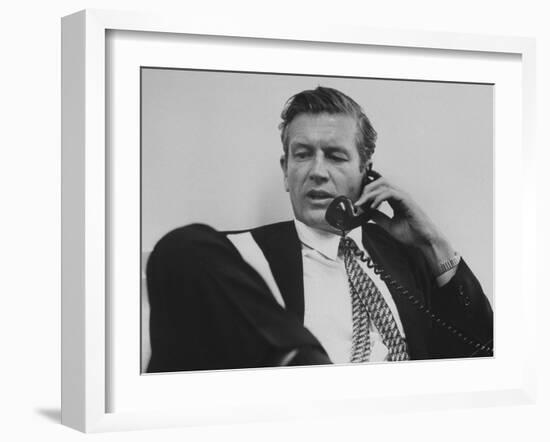 Mayor John V. Lindsay Talking on the Telephone in His Office-John Dominis-Framed Photographic Print