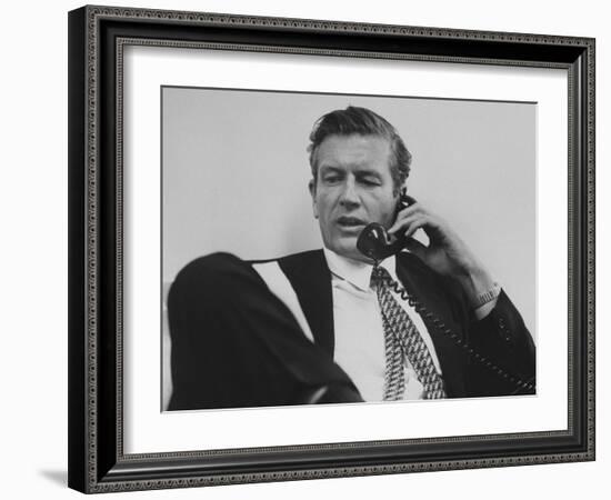 Mayor John V. Lindsay Talking on the Telephone in His Office-John Dominis-Framed Photographic Print