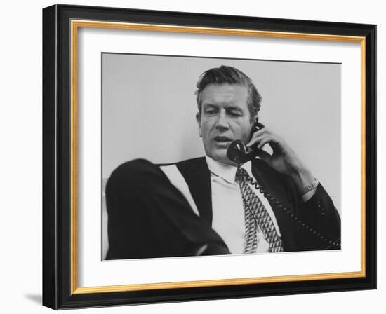 Mayor John V. Lindsay Talking on the Telephone in His Office-John Dominis-Framed Photographic Print