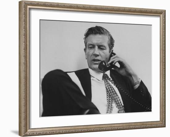 Mayor John V. Lindsay Talking on the Telephone in His Office-John Dominis-Framed Photographic Print