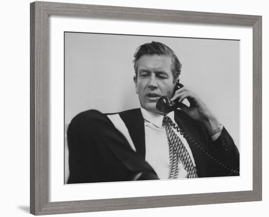 Mayor John V. Lindsay Talking on the Telephone in His Office-John Dominis-Framed Photographic Print