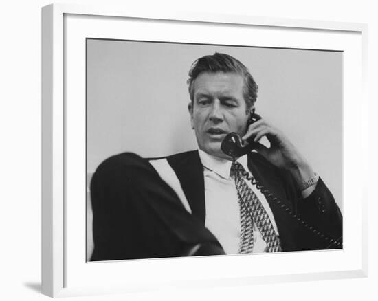 Mayor John V. Lindsay Talking on the Telephone in His Office-John Dominis-Framed Photographic Print